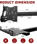 Universal 2 Inch Receiver Winch Mount Plate Beefed Up Heavy Duty Cradle Bracket dimensions with pre-drilled holes for ATV UTV SUV.