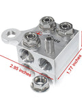 Eight Way Battery Terminal Distribution Block For Lithium Or Agm Batteries featuring Four AWG hole holders plus threaded studs, compact design.