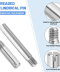 48 Piece M4 Slotted Cylindrical Pin Kit with stainless steel dowel pins, close-up showing threaded and slotted ends.