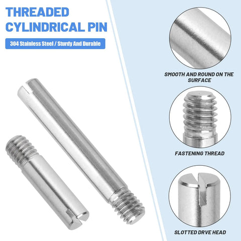 48 Piece M4 Slotted Cylindrical Pin Kit with stainless steel dowel pins, close-up showing threaded and slotted ends.