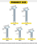 40 Pcs Tee Bolt Set 1/4-20 Thread T Slot Bolts For Woodworking Jigs And Fixtures with 5 lengths 1 to 2 inch, shown with dimensions