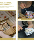Stainless Steel Camping Utensil Set With Spoon Fork Chopsticks All In One Travel Camp Kitchen Kit For Outdoor Hiking Portable Camp