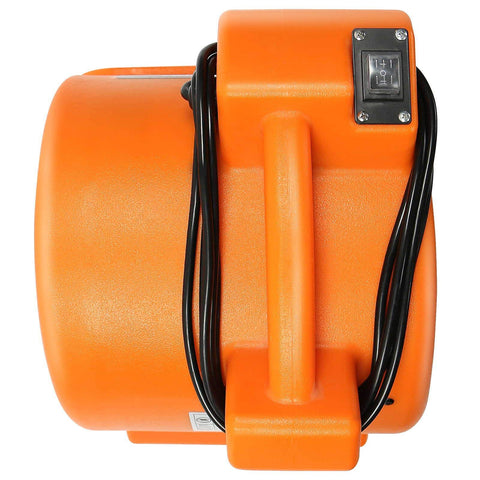Side view of Beast Air Mover Carpet Dryer With Half HP Motor Dual Speed Industrial Floor Fan Orange Carpet Drying Tool And Floor Blower High CFM