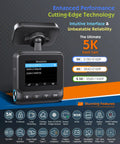 Image of 5K Front Dash Cam With GPS And 5G WiFi Sony STARVIS Sensor HDR Night Vision showing resolution settings and upgraded features.