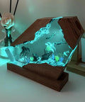 Cool Octopus Resin Lamp With Wooden Base Handcrafted Ocean Night Light RGB Color Changing Ambient Lamp For Bedroom Decor