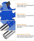 Close-up of Heavy Duty Beefed Up Six Wing Carbide T Slot Cutter Rabbeting Router Bit with 12.7mm shank and spray-coated finish.