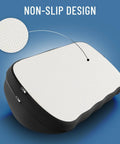 Adjustable Cloud Foot Rest Under Desk For Work Memory Foam Foot Stool With Pressure Point Nodes showing non-slip black base.
