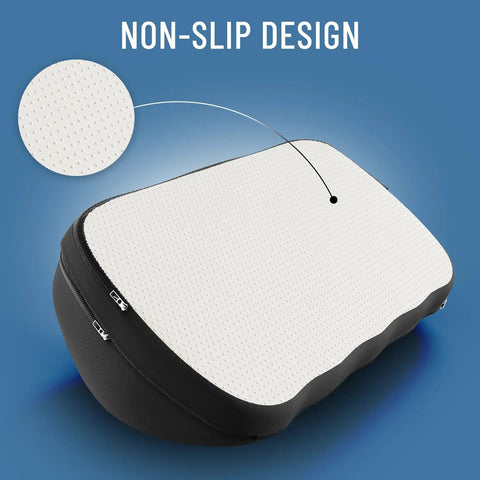 Adjustable Cloud Foot Rest Under Desk For Work Memory Foam Foot Stool With Pressure Point Nodes showing non-slip black base.