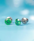 Snag Dope G23 Implant Grade Titanium Screw Back Earrings with green zirconia, 5mm size, designed for sensitive skin daily wear.
