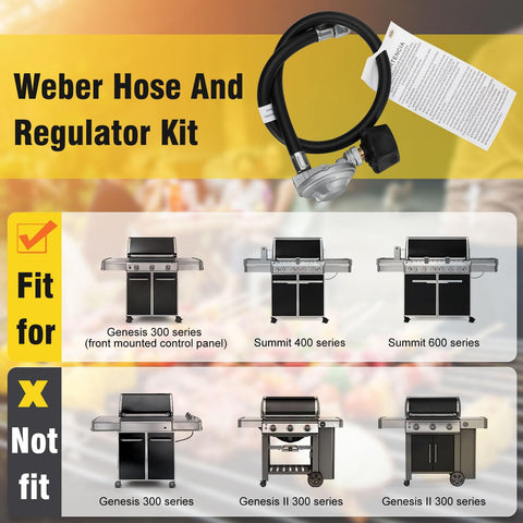 Grill Hose And Regulator Kit With Easy Install For Genesis Spirit Summit Front Control Grills with compatibility chart
