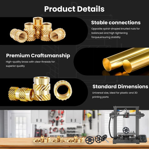 Heavy Duty Knurled Brass Threaded Inserts 1200 Piece Badass Assortment Kit Covering M1 To M1.7 Metrics For Heat Set Plastic Repairs And 3D Printing Mods With Slick Tweezer