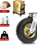 Heavy duty swivel caster wheel featuring sturdy steel plate, rubber tread for shock absorption, part of Four Pack Heavy Duty Swivel And Fixed Caster Wheels Constructed From Sturdy Steel Plates And Equipped With Double Ball Bearings For A Slick Floor Saving Roll.