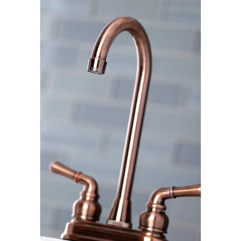 Magellan Antique Copper Bar Faucet With Solid Brass Build, Deck Mount 4 Inch Centerset 2 Hole Setup, Washerless Cartridge