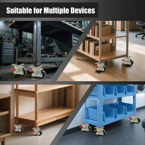 Heavy Duty Leveling Casters With Brakes, 2 Inch Swivel Rolling Wheels Set Of 4 on various work surfaces for versatile use.