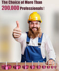 Worker with thumbs up behind 9-Piece PVC Pipe Reamer Kit With Fitting Saver And Socket Saver Plumbing Tool Set on table