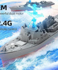 Remote Control Warship RC Battleship 2.4GHz Boat with dual motors on water showcasing Arleigh Burke Class Destroyer model