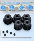 48P Pinion Gear Set For One Tenth RC Car With 3.175mm Shaft Hole Includes 18T 19T 20T 21T 22T 48 Pitch Motor Gears Upgrade Kit