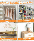 Image showing closet, bookcase, furniture cabinet, and night table secured with 12 Piece Cabinet Anchors Heavy Duty Furniture Safety Straps For Dresser Bookshelf And Cabinets Anti Tip Wall Anchors For Childproofing Flexible Adjustable Opening To Fit Different Distances.