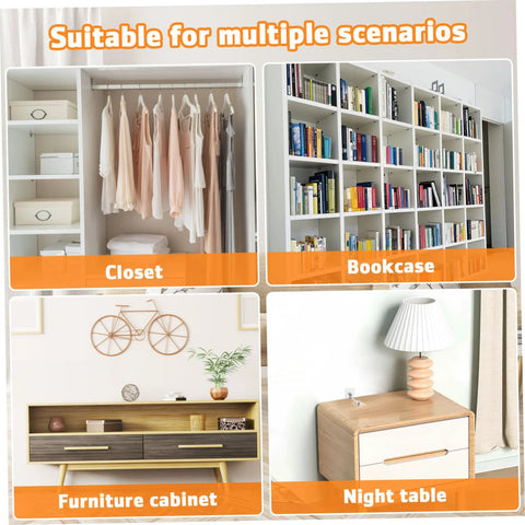 Image showing closet, bookcase, furniture cabinet, and night table secured with 12 Piece Cabinet Anchors Heavy Duty Furniture Safety Straps For Dresser Bookshelf And Cabinets Anti Tip Wall Anchors For Childproofing Flexible Adjustable Opening To Fit Different Distances.