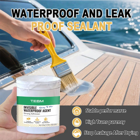 Heavy Duty Waterproof Sealant And Crystal Clear Coating With Invisible Leak Shield For Indoor And Outdoor Surfaces applied to wooden deck.