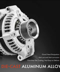 Die-cast aluminum alternator with 7-groove pulley, Drop-In 12V 105 Amp Clockwise Alternator For Honda Accord 2003-2007.