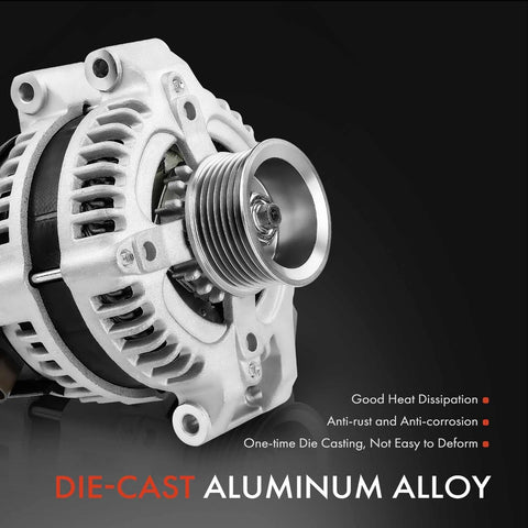 Die-cast aluminum alternator with 7-groove pulley, Drop-In 12V 105 Amp Clockwise Alternator For Honda Accord 2003-2007.