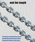 Close-up of galvanized chain for Lever Chain Hoist 2200 Lbs Capacity With 10 Ft Lift Height 1 Ton Industrial Grade Chain Hoist 3 Meter