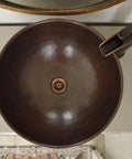 Handmade Aged Copper Vessel Sink 16 Inch Solid Copper Bathroom Sink With Top Notch Craftsmanship Easy Install Premium Quality Durable Classic Rustic Look No Compromise On Style Or Price, overhead view