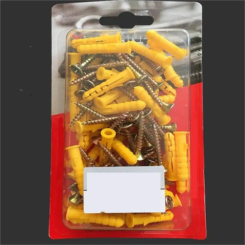 200 Pack Self Tapping Wall Anchors With Metal Screws M6x30mm Plastic Expansion Tube Fastener Kit, packed in blister card