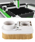 80Mm Spindle Dust Shoe for CNC Routers with Nylon Bristle Brush, universal dust cover, shown with CNC machine setup