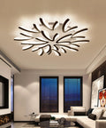 LED Flower Ceiling Light With 12 Heads Black Flush Mount Dimmable Lamp Remote Control Nordic Modern Style in living room