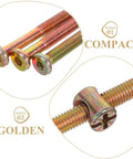 49 Pcs M6 Hex Socket Cap Screws And Barrel Nut Set 40-80mm Do It All Furniture Hardware, golden color close-up