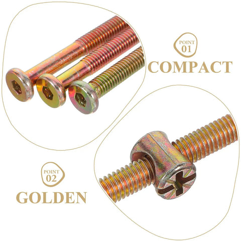 49 Pcs M6 Hex Socket Cap Screws And Barrel Nut Set 40-80mm Do It All Furniture Hardware, golden color close-up