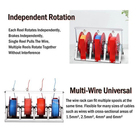 Rugged Heavy Duty Spool Rack For One To Five Reels Adjustable Cable Reel Dispenser with independent rotation feature.