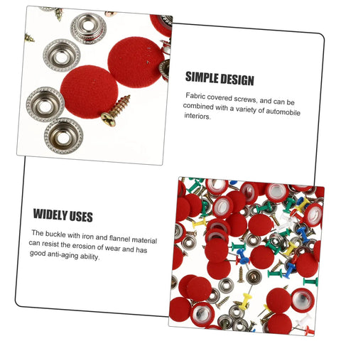 50 Pcs Headliner Repair Kit For Car Roof Liner Fixing Rivets And Interior Ceiling Cloth with red fabric-covered screws