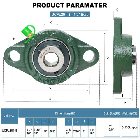 Four Pack Boxed UCFL201 Flange Mount Ball Bearing Unit Precision Engineered Dual Sealed Self Aligning Cast Iron Housing With Set Screw Lock Best For Serious Industry Work And Half Bore Needs Tough As Nails Heavy Duty Steel Gear, UCFL201-8 1/2 inch bore