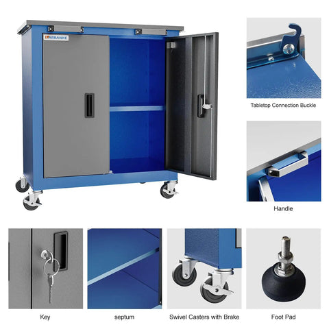 Heavy Duty Rolling Tool Chest With Two Big Doors And Smooth Rollin Swivel Caster Wheels For Garage Workbench Combo Shop Organizer Built Tough Metal Drawer Cabinet Storage Station
