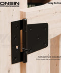 3.5 Inch Heavy Duty Strap Gate Hinges Kit For Wooden Gates Vinyl Fence And Barn Doors 4 Pcs Black installed on wood gate