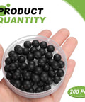 Slick As Grease 9Mm Polypropylene Bearing Balls 200 Pieces in hand, showcasing durable black mini plastic spheres.