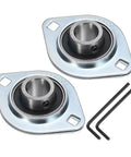 Two Pack Pillow Block Bearing Set With Three Quarter Inch Bore, Steel Flange Mounted Housing, Includes Wrench, ABEC 3, Built To Last Heavy Duty Shaft Support For Machinery And Conveyors