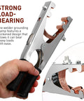 Heavy Duty Welder Ground Clamp With Reinforced Copper Jaw for Superior Grip in a hand, showing copper wire and strong grip design.