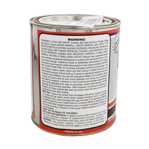 Back view of 48 Oz Metal Dent Filler And Patching Epoxy Ready To Use Durable Putty For Fast Permanent Repairs can with warning label