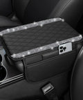 Bling Center Console Cover With Leather Arm Rest Cushion and Dual Storage Pockets Silver Interior Accessory in car.