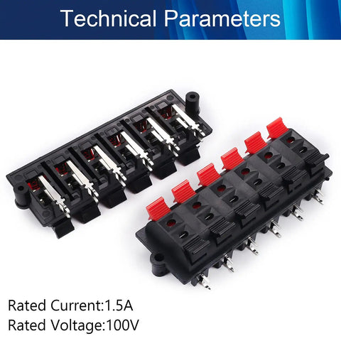 15 Piece Speaker Spring Terminal Clips 12 Way Push Release Connectors For Audio Wiring Terminal Strip Block DIY Speaker Build Kit