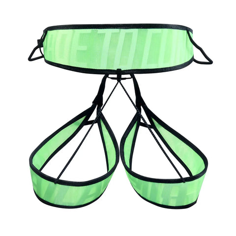 Go-To Ultralight Mountaineering Harness For Rock Climbing And Skiing, Adjustable Comfort, fiber belt in green color