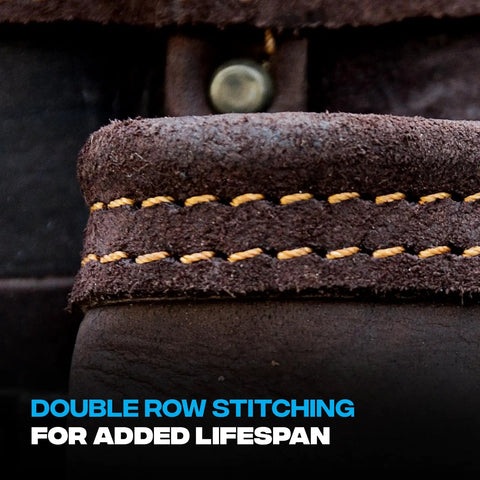 Oil Tanned Leather Tool Pouch Belt Bag Built For Tough Jobs With Double Stitching And Two Layer Construction, Heavy Duty Fastener Pouch For Chalk Line, Tape Measure, Hammer, Crowbar And More
