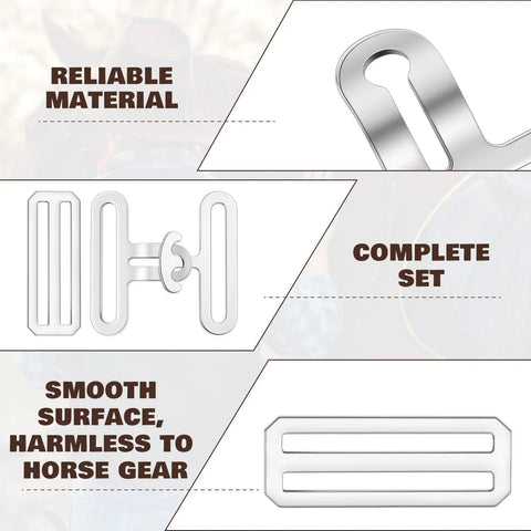 Diagram of Six Piece Horse Blanket Surcingle Buckle Replacement Kit Set Universal Two Inch Surcingle Hardware with labels.