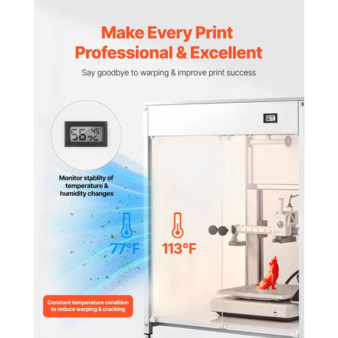 Badass Enclosed 3D Printer Tent With Hella Steady Chamber Heating And Smart Dual Pass Ventilation Featuring Integrated Led Task Lights Dustproof Waterproof Acrylic Housing For Zero Hassle Printing