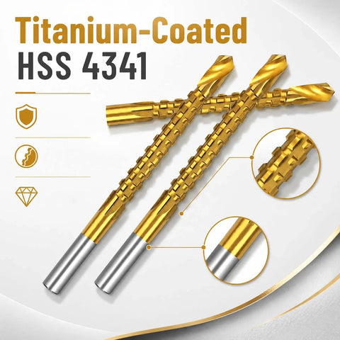 Slay Your Drilling Game With This 6-Piece Titanium HSS Bit Set Featuring Serrated Twist Design For Rapid Chip Removal And Split Point Precision On Metal And Wood Projects Perfect For Hand Tools, titanium-coated HSS drill bits