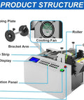 Industrial Grade Automatic Heat Shrink Tube Cutter Machine With Microcomputer Control For High Speed Electric Tubing and Sleeving Cutting Up To Ninemillimeters Width Wide Precision Slicing Tool showing components and operation panel.